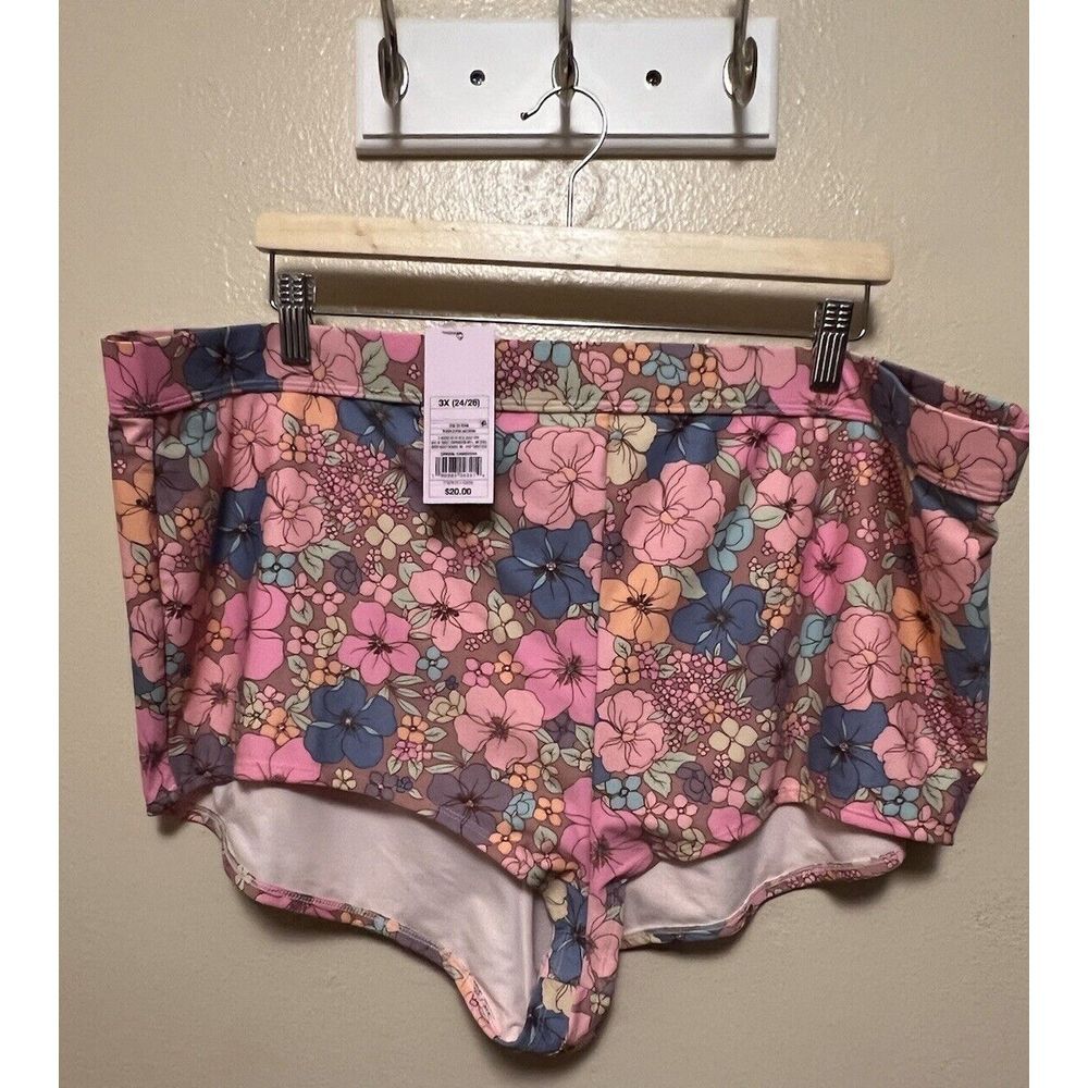 Wild Fable Swim Bottom Pink Blue Multi‎ Floral High Waist Women's Plus Sz 3X NWT